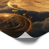 Goldenes Herz des Kosmos-Fantasy-Posters Poster (Ecke)