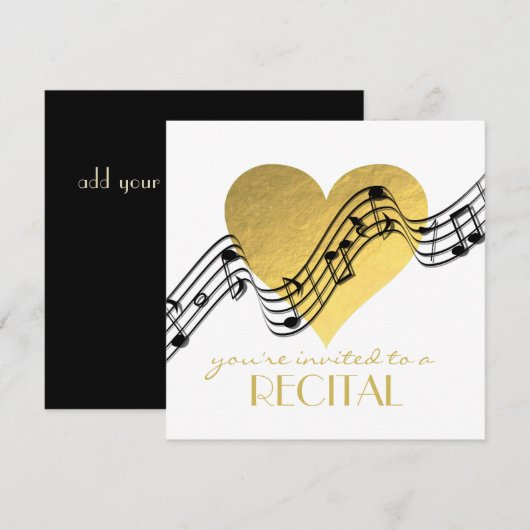 goldenes Herz Einladung (Vorne/Hinten)