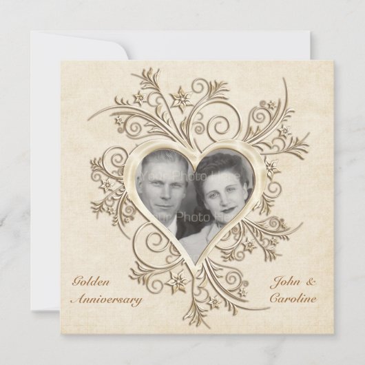 Goldenes Herz-Foto zum 50. Jubiläum Einladung (Vorderseite)