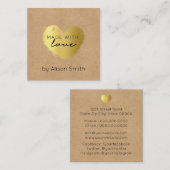 Goldenes Herz gemacht mit Liebe Quadratische Visitenkarte (Vorne/Hinten)