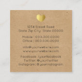 Goldenes Herz gemacht mit Liebe Quadratische Visitenkarte (Rückseite)