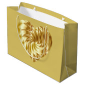 Goldenes Herz (Goldene Form der Liebe) Große Geschenktüte (Rückseite Schrägansicht)