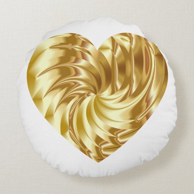 Goldenes Herz (Goldene Form der Liebe) Rundes Kissen (Rückseite)