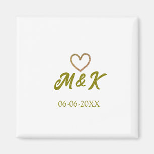 Goldenes Herz Hochzeitspaar Namensbuchstabe modern Magnet