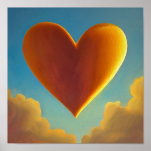 Goldenes Herz im Wolkenposter Poster (Vorne)