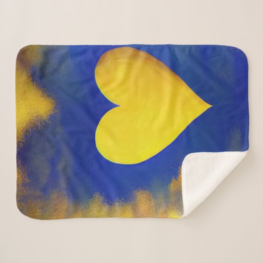 Goldenes Herz in Goldstaub Sherpa Blanket Sherpadecke (Vorderseite (Horizontal))