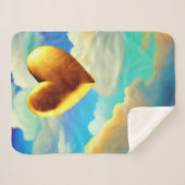 Goldenes Herz in Wolken Sherpa Blanket Sherpadecke (Vorderseite (Horizontal))