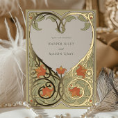 Goldenes Herz Jugendstil Einladung zur Hochzeit