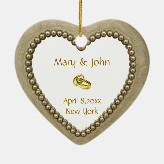 Goldenes Herz Keramik Ornament (Hinten)