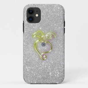 Goldenes Herz mit Diamond und Glitzern Case-Mate iPhone Hülle