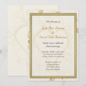Goldenes Herz mit RahmenWedding Einladung (Vorne/Hinten)