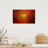 Goldenes Herz mit Schlüssel Poster (Küche)