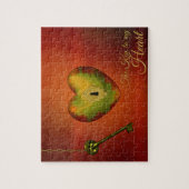 Goldenes Herz mit Schlüssel Puzzle (Vertikal)
