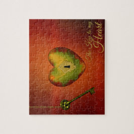 Goldenes Herz mit Schlüssel Puzzle