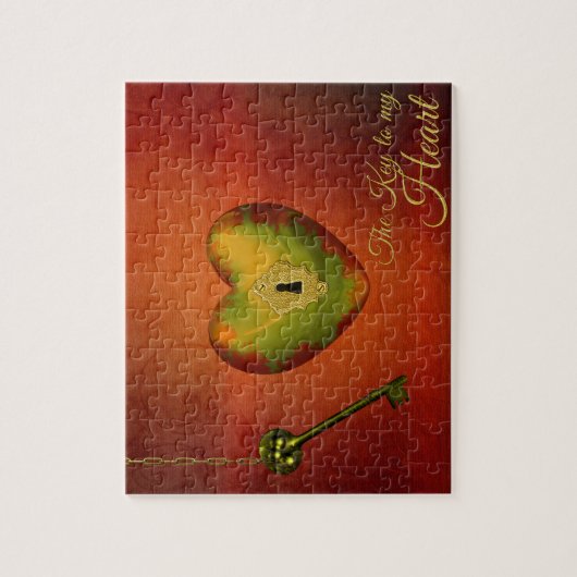 Goldenes Herz mit Schlüssel Puzzle (Vertikal)