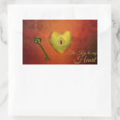 Goldenes Herz mit Schlüssel Rechteckiger Aufkleber (Tasche)