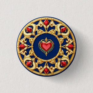 Goldenes Herz-Motiv mit aufwendigem Design Button