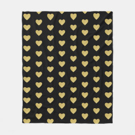 Goldenes Herz-Muster auf schwarz Fleecedecke