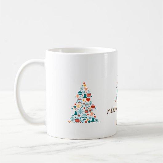 Goldenes Herz, Pine Tree Farbenfrohe Bälle Weihnac Kaffeetasse (Links)