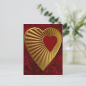 Goldenes Herz Postkarte (Stehend Vorderseite)