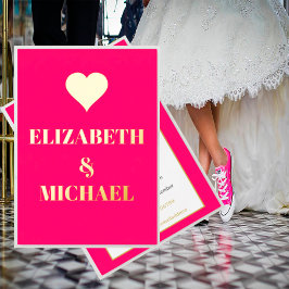 Goldenes Herz Rosa Elegante formale Hochzeitsfeier Folieneinladung