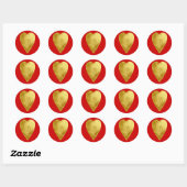 goldenes Herz Runder Aufkleber (Blatt)