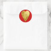 goldenes Herz Runder Aufkleber (Tasche)