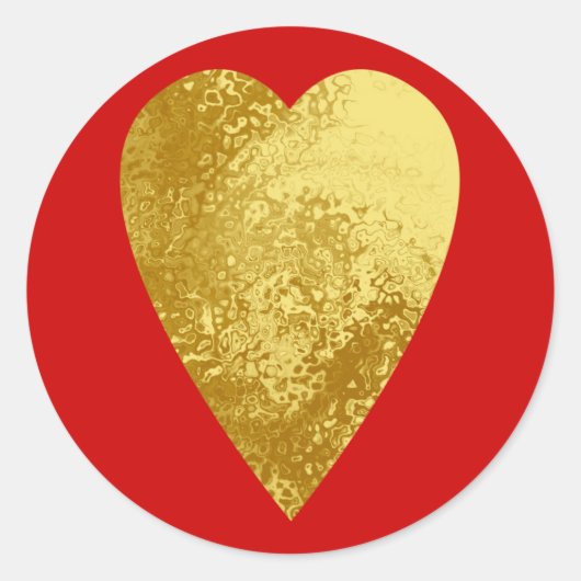 goldenes Herz Runder Aufkleber (Vorderseite)