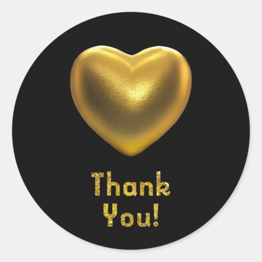 Goldenes Herz Runder Aufkleber (Vorderseite)