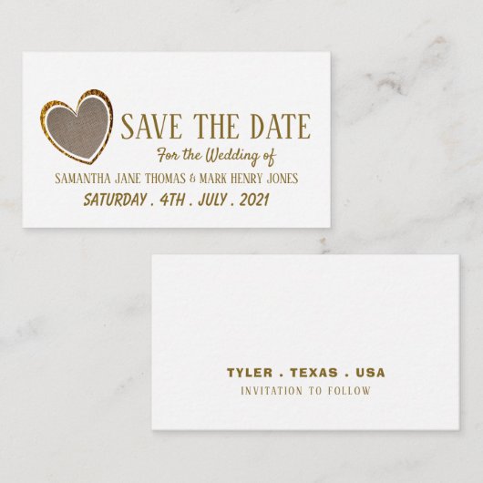 Goldenes Herz, Save the Date Begleitkarte (Vorne/Hinten)