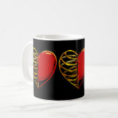 Goldenes Herz und Ribcage Fusion Kaffeetasse (Vorderseite Links)