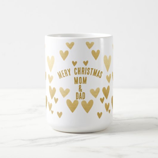 Goldenes Herz, weiße Weihnachten Kaffeetasse (Mittel)
