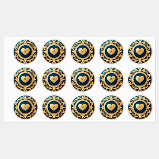 Goldenes Herzmedaillon Etiketten (Blatt)