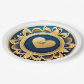 Goldenes Herzmedaillon Pappteller (Schrägansicht)