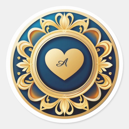 Goldenes Herzmedaillon Runder Aufkleber (Vorderseite)