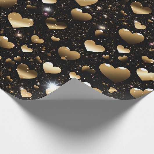 Goldenes Herzmuster Geschenkpapier (Ecke)