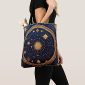 Goldenes Himmelsdesign mit Sonne und Orbits Tasche (Von Nahem)