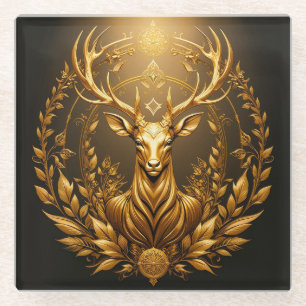 Goldenes Hirsch-Emblem Glasuntersetzer