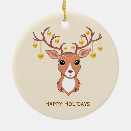 Goldenes Hirsch Keramik Ornament (Hinten)