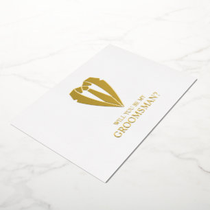 Goldenes Hochzeitsanzug-Set personalisiert für den Folieneinladung