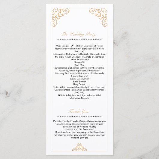 Goldenes Hochzeitsprogramm Programm (Rückseite)