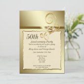 Goldenes Hochzeitsszenario Einladung (Stehend Vorderseite)