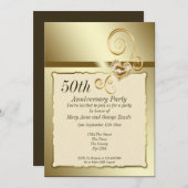 Goldenes Hochzeitsszenario Einladung (Vorne/Hinten)