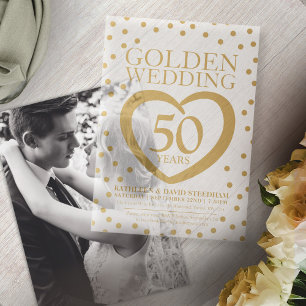 Goldenes Hochzeitstag 50. goldenes Herz Pergament Einladungen