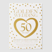 Goldenes Hochzeitstag 50. goldenes Herz Pergament Einladungen (Vorderseite)