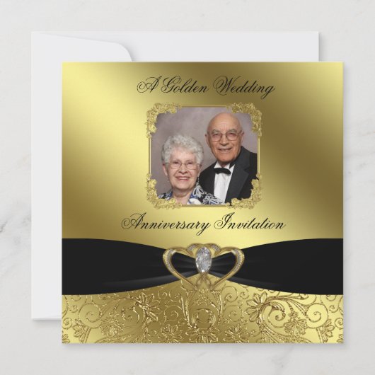 Goldenes Hochzeitstag Foto Einladung (Vorderseite)