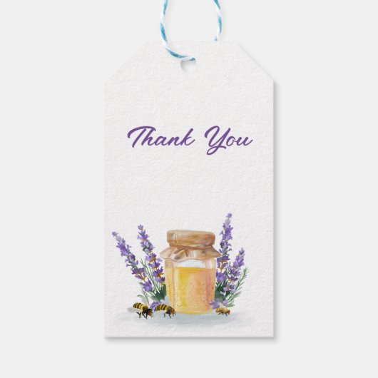 Goldenes Honig mit einem Sprig Lavendel Napkin Geschenkanhänger (Rückseite)