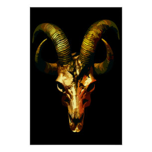Goldenes Hornschädel - Dunkle Kunst Poster