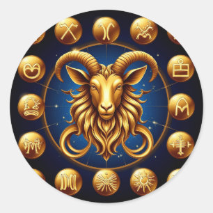 Goldenes Horoskop Steinbock Elegantes Horoskop-Ges Runder Aufkleber