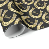 Goldenes Hufeisen Geschenkpapier (Rolleneckpunkt)
